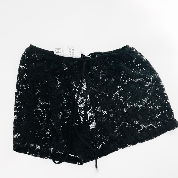 NWT HAVANAH JEANS black lace beach shorts - Picture 1 of 2